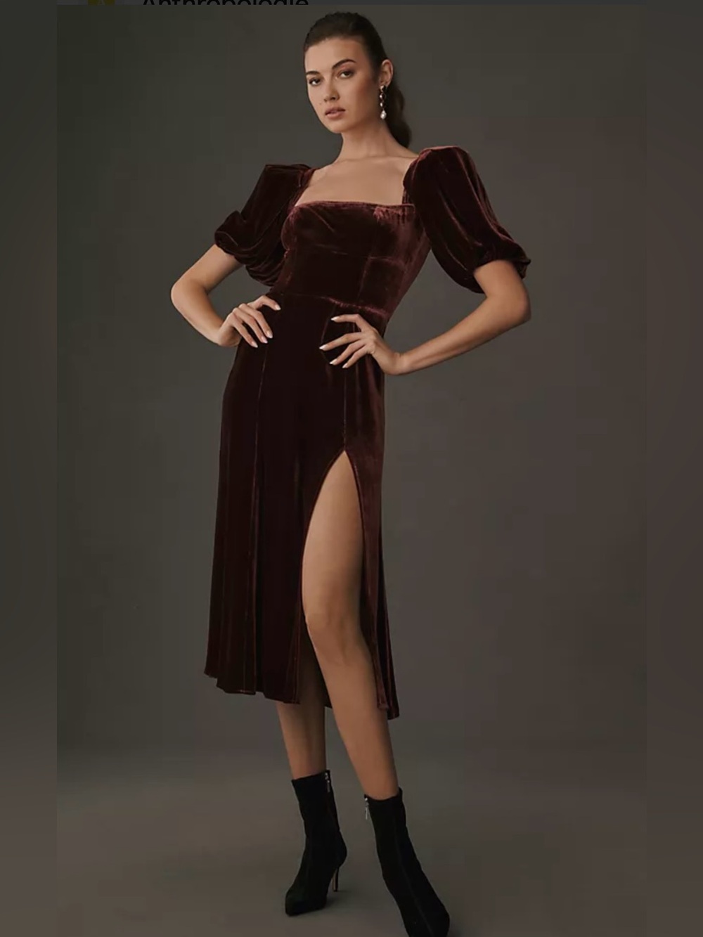 Reformation Burgundy Maroon Mid-Length Midi Dress Size 4 READ